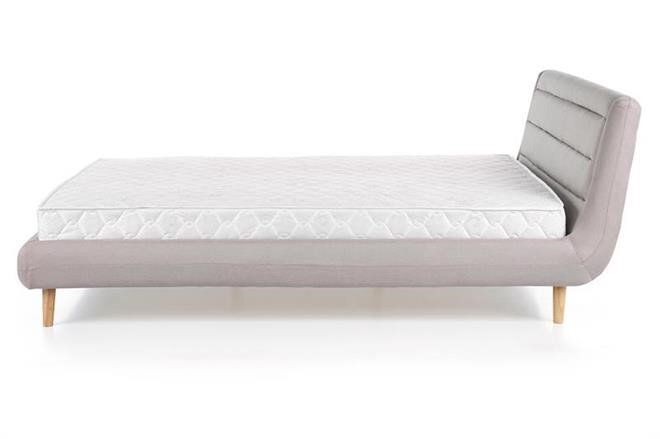 Ліжко двоспальне дерев'яне з м'яким узголів'ям Elanda 160x200 тканину світло-сіра Halmar Польща (з каркасом, без матраца)