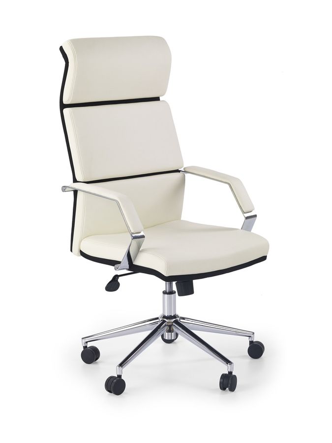Крісло офісне Costa механізм Tilt, хромована сталь / екошкіра чорно-білий Halmar Польща