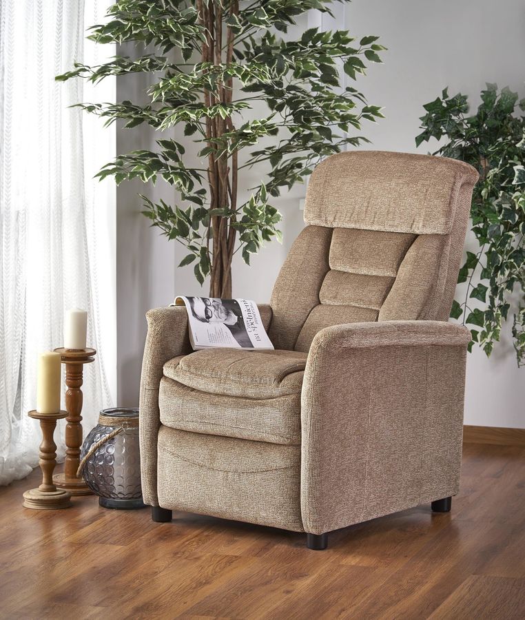 Кресло раскладное для отдыха в гостиную, спальню Jordan дерево черный/ткань бежевый Halmar Польша