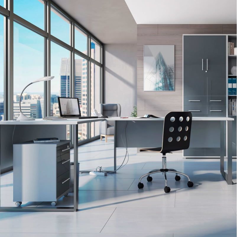 Письменный стол BRW Office Lux Светло-серый без ящиков из Польши