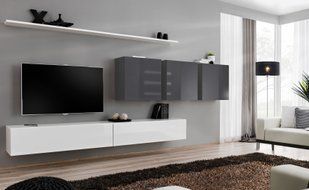 Комплект мебели в гостиную ASM Switch VII 27 WG SW 7 Белый матовый/Белый глянцевый/Графит матовый/Графит глянцевый из Польши фото - artos.in.ua