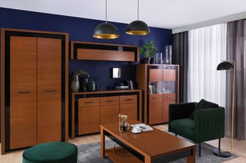 Комплект мебели в гостиную Arosa BRW дуб коричневый / черный глянец Польша