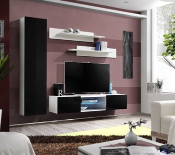 Комплект мебели в гостиную ASM FLY R 23 WS FY R1 Белый матовый/Черный глянцевый из Польши