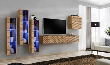 Комплект меблів у вітальню ASM Switch XIII WTL SW 13, дуб Wotan, фрезеровані фасади фото - artos.in.ua