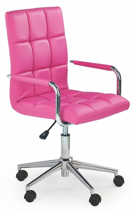 Кресло компьютерное Gonzo 2 механизм Tilt, хромированный металл/экокожа розовый Halmar Польша