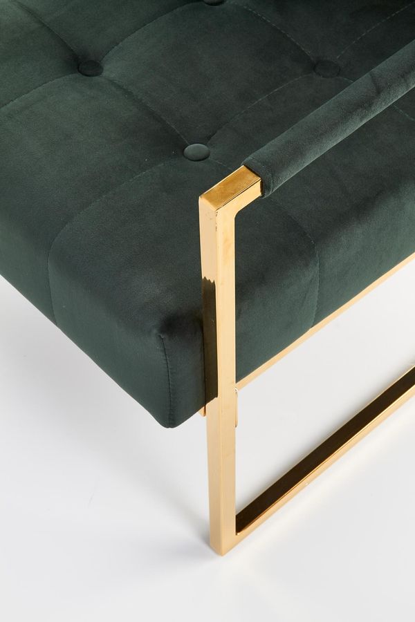 Кресло для отдыха в гостиную, спальню Prius сталь золотой/бархатная ткань темно-зеленый Halmar Польша