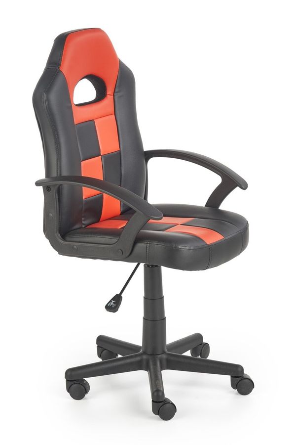 Крісло комп'ютерне Storm механізм піастри, пластик чорний / екошкіра чорний з червоним Halmar Польща