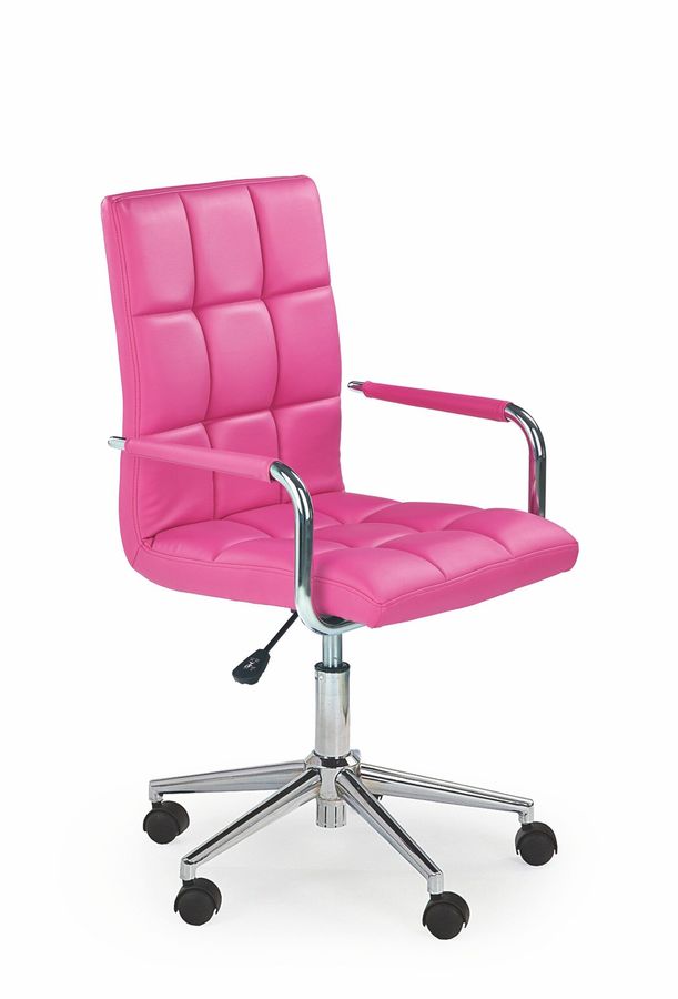 Крісло комп'ютерне Gonzo 2 механізм Tilt, хромований метал / екошкіра рожевий Halmar Польща