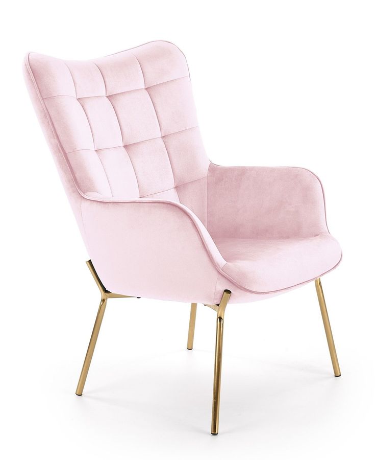 Крісло HALMAR CASTEL 2 рожеве з металу, тканини Польща
