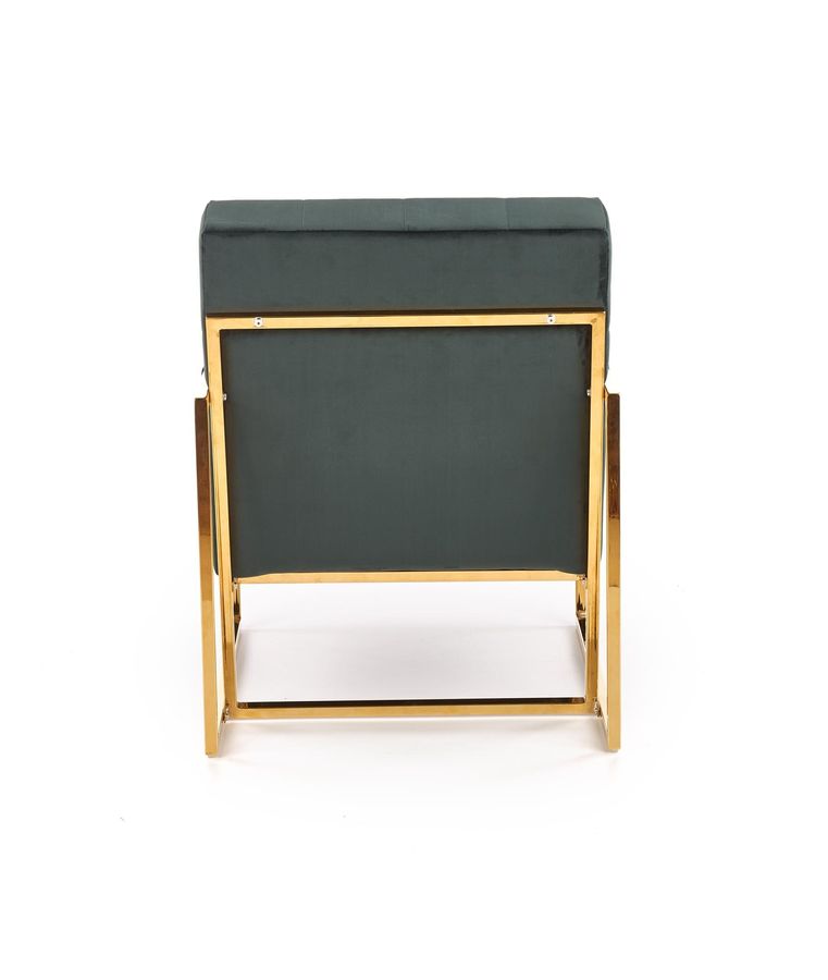 Кресло для отдыха в гостиную, спальню Prius сталь золотой/бархатная ткань темно-зеленый Halmar Польша