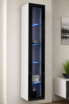 Вітрина навісна CAMA VIGO 180 &mdash; Білий мат / Чорний глянець фото - artos.in.ua