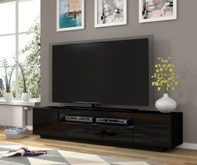 Тумба для под телевизор AURA 200 черная глянцевая BIM FURNITURE фото - artos.in.ua