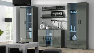 Модульная стенка Cama Soho 10 лакированная 192x280x41 Серый мат/Серый глянец фото - artos.in.ua