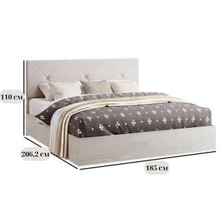 Двоспальне ліжко з м'яким спинкою Ромбо 180x200 см, виготовлене зі світлого артвуду з каркасом фото - artos.in.ua