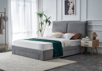 Двуспальная кровать BECKY 160 серая бархатная ткань Halmar Польша