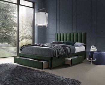 Ліжко HALMAR GRACE 160 з ящиками двоспальне зелене з тканини Польща