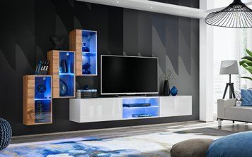 Комплект мебели в гостиную ASM Switch XXII WTW SW 22, дуб Wotan, белый матовый фото - artos.in.ua