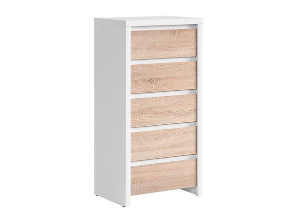 Комод BRW Kaspian S128-KOM5S-BI/DSO, белый/дуб Сонома, из Польши фото - artos.in.ua