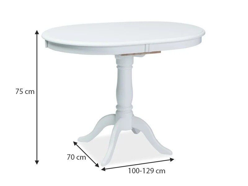Кухонный стол из дерева SIGNAL DELLO 100x70 Белый с раскладной столешницей модерн Польша