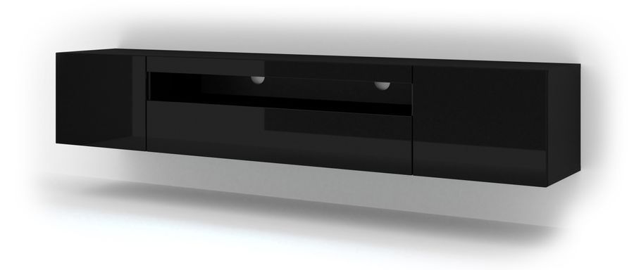 Тумба для під телевізор AURA 200 чорна глянсева BIM FURNITURE фото - artos.in.ua