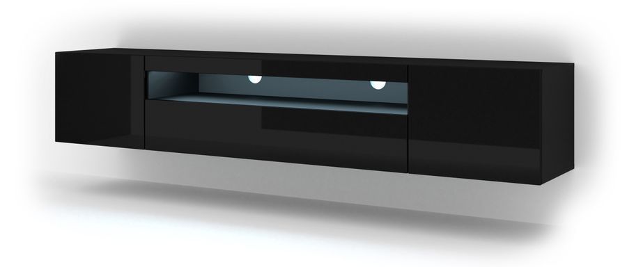 Тумба для під телевізор AURA 200 чорна глянсева BIM FURNITURE фото - artos.in.ua