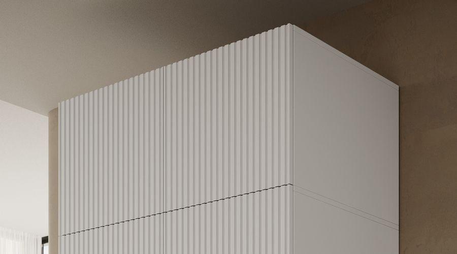 Біла вмістка шафа PAFOS 90 2D CAMA з дизайнерським мдф фасадом Польща