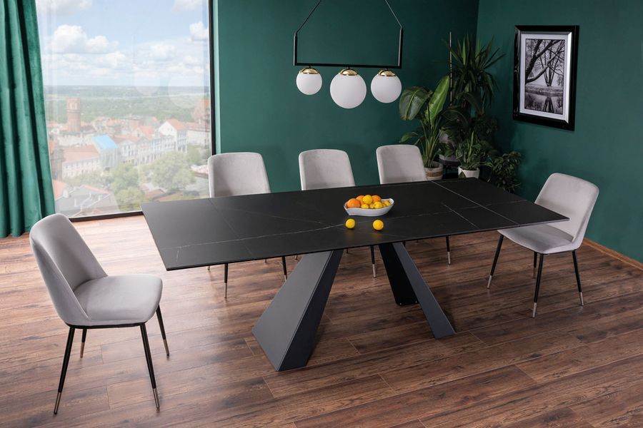 Стол обеденный раздвижной SALVADORE Ceramic 160/240x90 Signal - черный/черный матовый фото - artos.in.ua