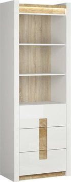 Стеллаж BRW Alameda S420-REG3S-BIP/DWM/BIP, белый глянцевый, дуб вестминстер фото - artos.in.ua