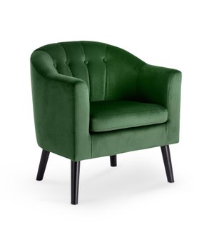 Кресло для отдыха в гостиную, спальню Marshal дерево черный/бархатная ткань темно-зеленый Halmar Польша