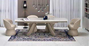 Стол обеденный раскладной SALIX 180&ndash;260&times;90&times;76 см травертин фото - artos.in.ua
