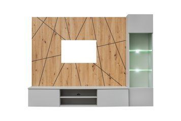 Стенка в гостиную ASM XARI G PGAS XR G, Perla Gray, Artisan, черные полосы фото - artos.in.ua