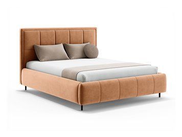 Ліжко м'яке BRW Misto 140&times;200 &mdash; помаранчевий, без матраца, з основою, металеві ніжки, з коробом для зберігання фото - artos.in.ua