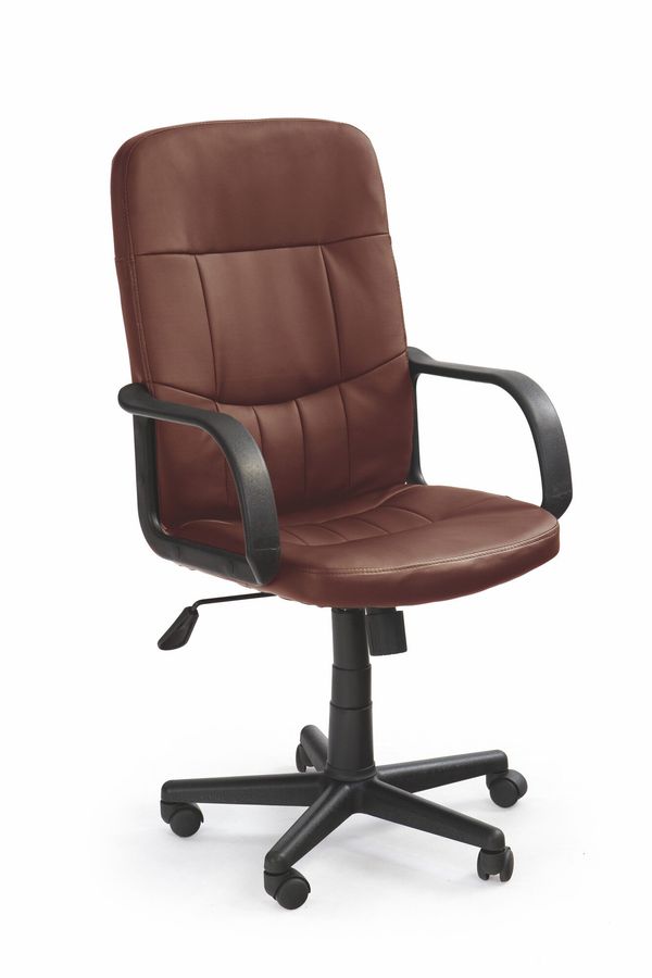 Кресло офисное Denzel механизм Tilt, металл черный/экокожа коричневый Halmar Польша