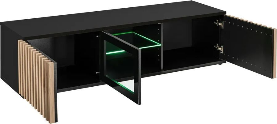 Тумба під телевізор ASM Cameron ZHJ CM RTV, 163 см, чорний / Hickory Jackson, LED фото - artos.in.ua