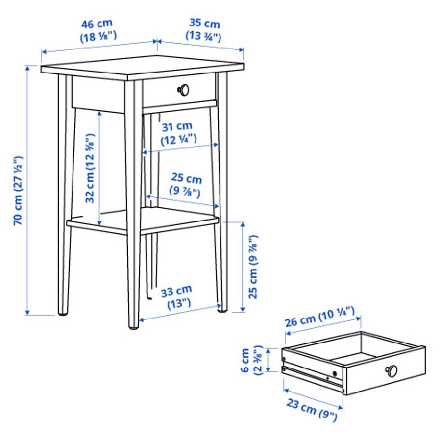 ІКЕА Приліжкова тумбочка HEMNES ХЕМНЕС, 202.004.56 фото - artos.in.ua