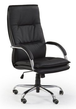 Крісло для кабінету Stanley механізм Tilt, хромований метал / екошкіра чорний Halmar Польща