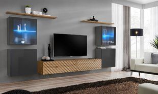 Комплект мебели в гостиную ASM Switch XIV GWTL SW 14, графит / дуб Wotan, фрезерованные фасады фото - artos.in.ua