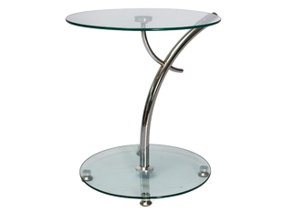 Круглий стіл SIGNAL MUNA Прозорий на одній ніжці Загартоване скло Метал хромований фото - artos.in.ua