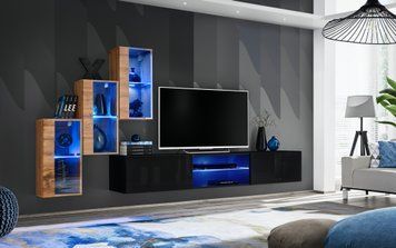 Комплект мебели в гостиную ASM Switch XXII WTS SW 22, дуб Wotan, черный фото - artos.in.ua