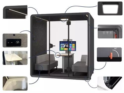 Акустическая кабина Large Booth ST Signal 220&times;156&times;234, серый, черный, алюминий + пластик + стекло фото - artos.in.ua