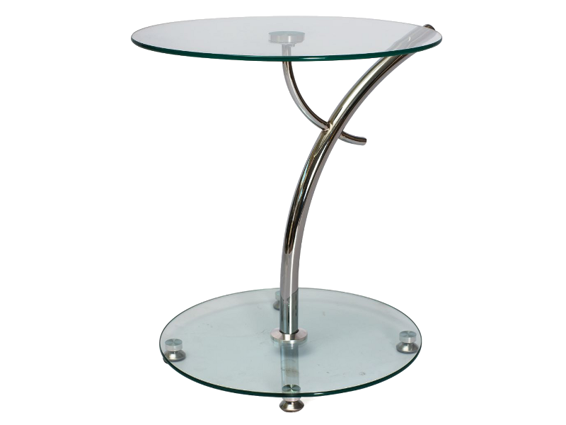 Круглый стол SIGNAL MUNA Прозрачный на одной ножке Закаленное стекло Метал хромированный