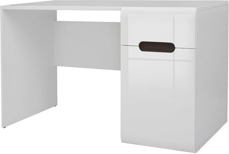 Письмовий стіл з тумбою BRW Azteca Trio S504-BIU1D1S/8/12-BI/BIP, білий, білий глянцевий фото - artos.in.ua