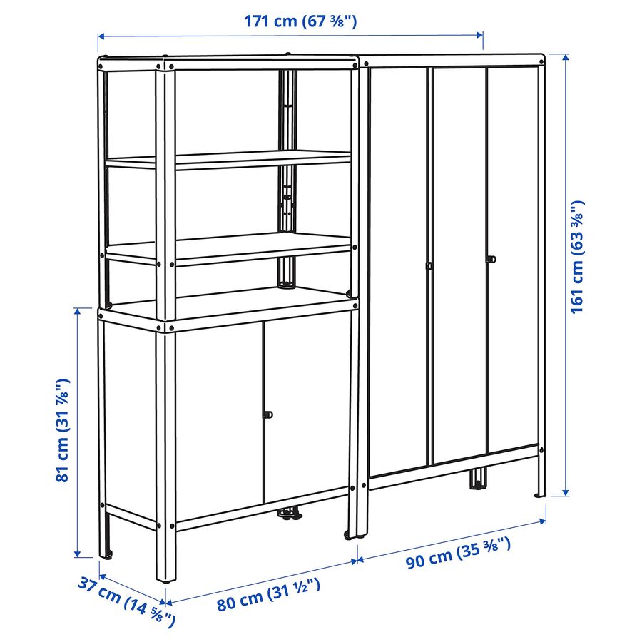 ИКЕА Книжный шкаф с 2 тумбами KOLBJÖRN КОЛЬБЬЁРН, 192.916.50 фото - artos.in.ua