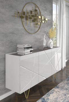 Комод с глянцевыми фасадами Space белый на золотых ножках BIM FURNITURE фото - artos.in.ua