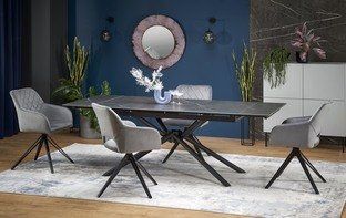 Стол обеденный раскладной VITORINO 160&ndash;220&times;90&times;75 см белый мрамор / белый фото - artos.in.ua