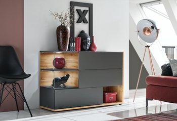 Комплект мебели в гостиную ASM SB Silk 28 ANWT SKS Антрацит/Дуб Вотан из Польши