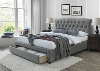 Ліжко HALMAR AVANTI 160 двоспальне сіре з тканини Польща