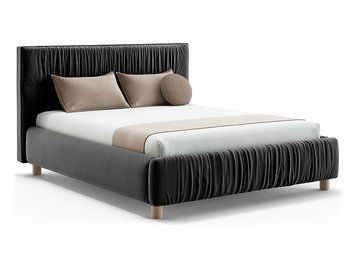 Ліжко м'яке BRW Liria 180&times;200 &mdash; чорний, тканина Velvet 216.26, без матраца, з основою, дерев'яні ніжки, з коробом для зберігання фото - artos.in.ua