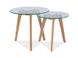 Стеклянный столик SIGNAL OSLO S2 - набор из 2 Прозрачный на трех деревянных ножках блат стекло