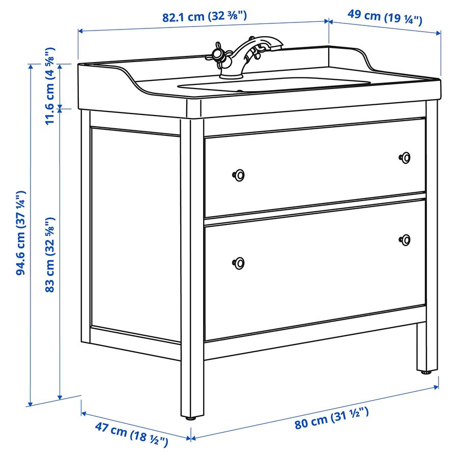 ИКЕА Тумба под умывальник с выдвижными ящиками HEMNES ХЕМНЭС / RUTSJÖN, 295.376.42 фото - artos.in.ua